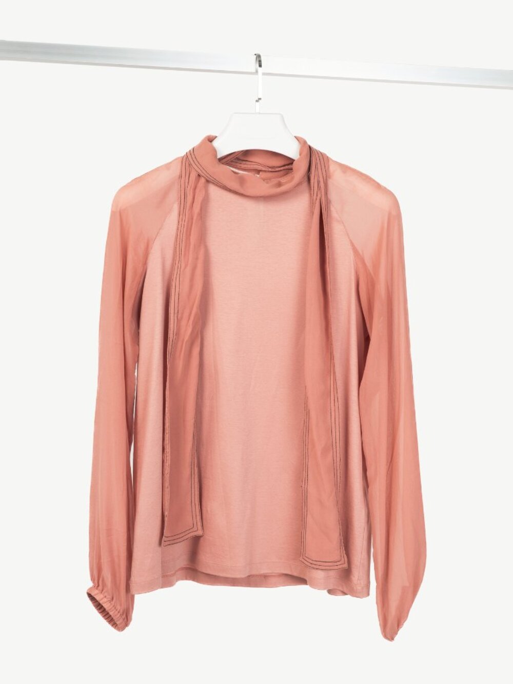 Dorothee Schumacher AW18 Pink Cotton & Silk Scarf-Neck Blouse